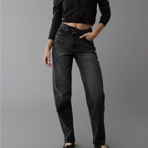 American Eagle High Rise Crossover Baggy Straight Jeans Strigid - 90’s Black